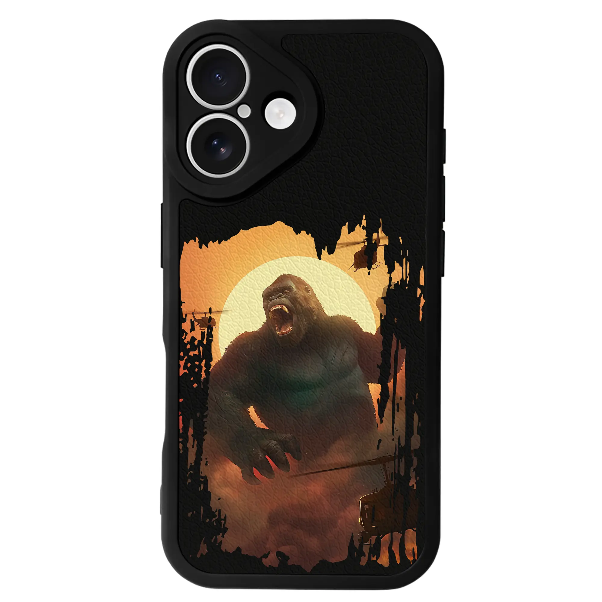 ゴジラ グッズ,キングコング - IPhone 16シリーズ対応 ・ シリコンスマホケース ・ レザー調 ・ 高精度フィット ・ 耐衝撃 ・ ワイヤレス充電対応 ・ 精密カット